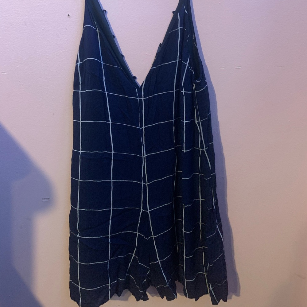 HYFVE Dark Blue V Neck Stripped Romper